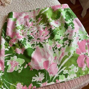 Talbots Pencil Skirt, Floral Green Pink, Preppy. Women's Plus